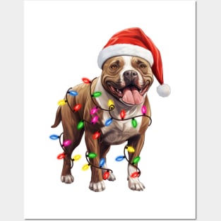 Christmas Staffordshire Bull Terrier Posters and Art